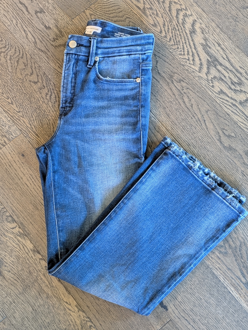 Good American Good Legs Crop Mini Boot Jeans 0 / 25 Mid Rise EUC